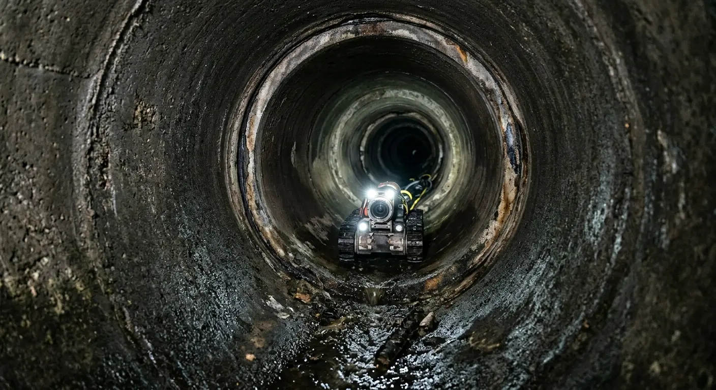 Robotic sewer camera inspecting pipe interior for Drain Snake Service in Knightdale